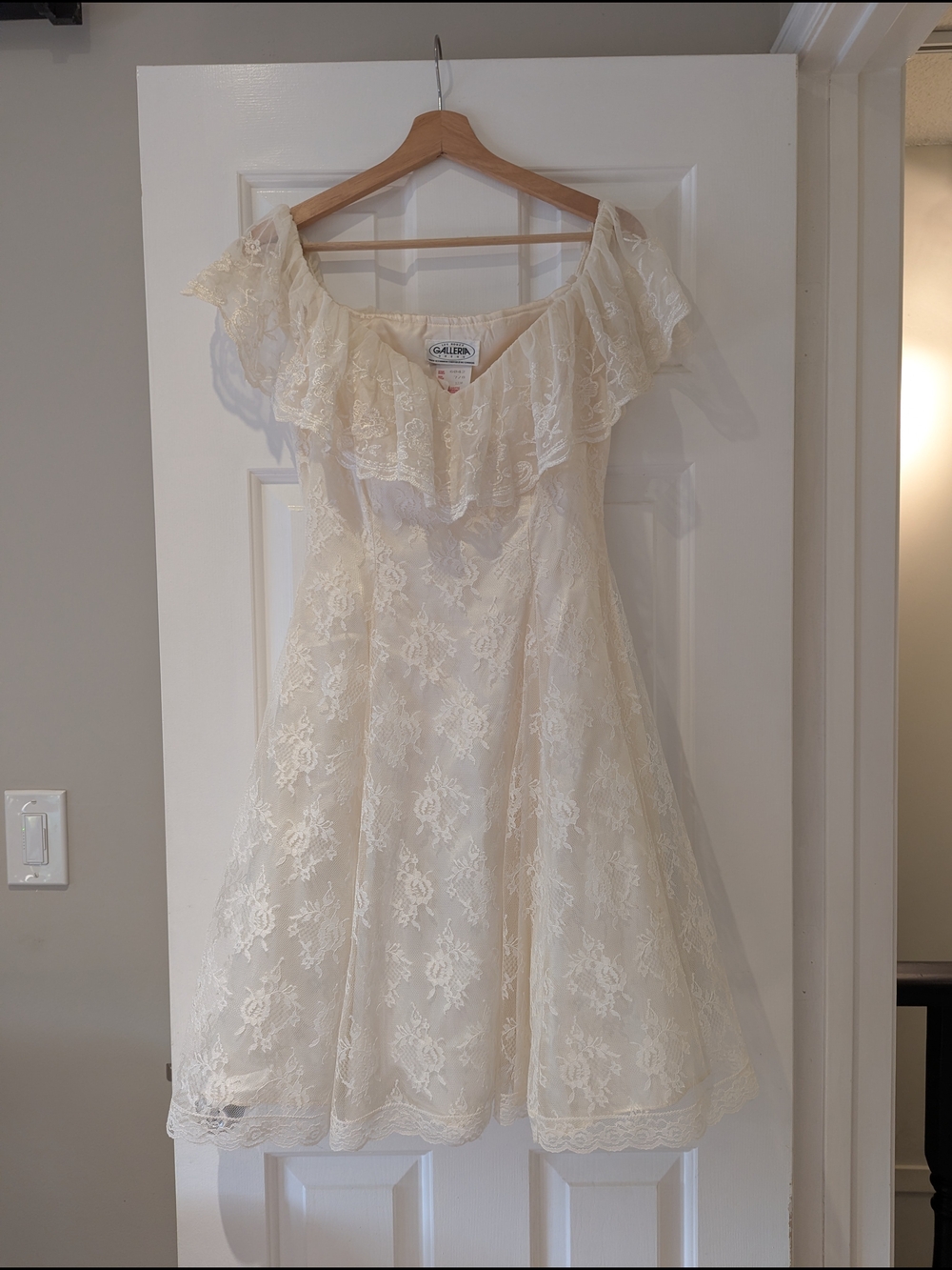 Vintage Coquette Romantic Fairycore Ivory Lace Dress Soft Bridal Wedding Prom S